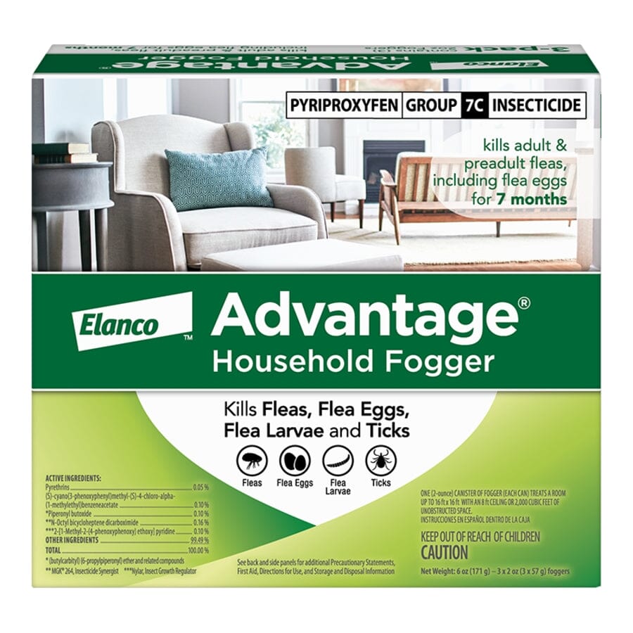 Elanco Advantage Eggs and Flea and Tick Eliminator Canister Household Fogger - 2 Oz - 3 Pack