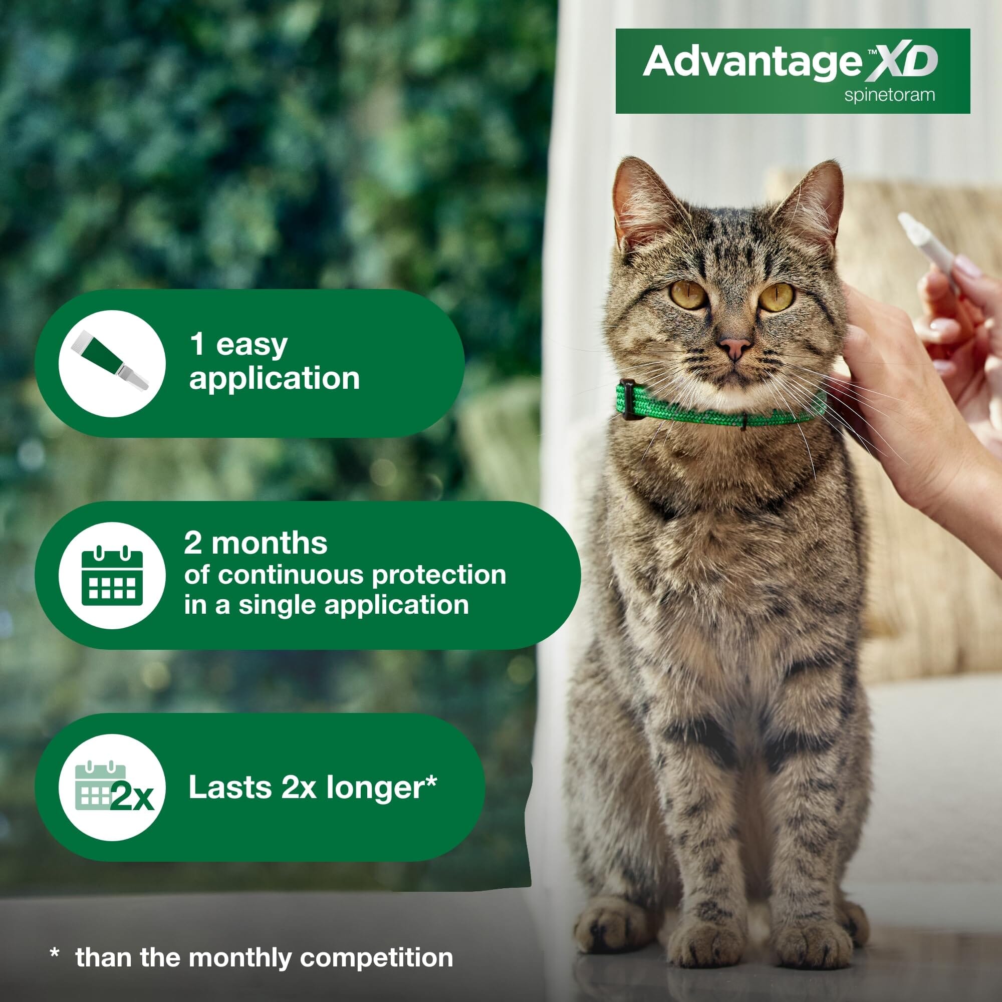 Elanco Advantage XD Extended Large Cat 4-Month 2-Dose Flea and Tick Spot-on Treatment - 9+ Lbs - 2 Pack