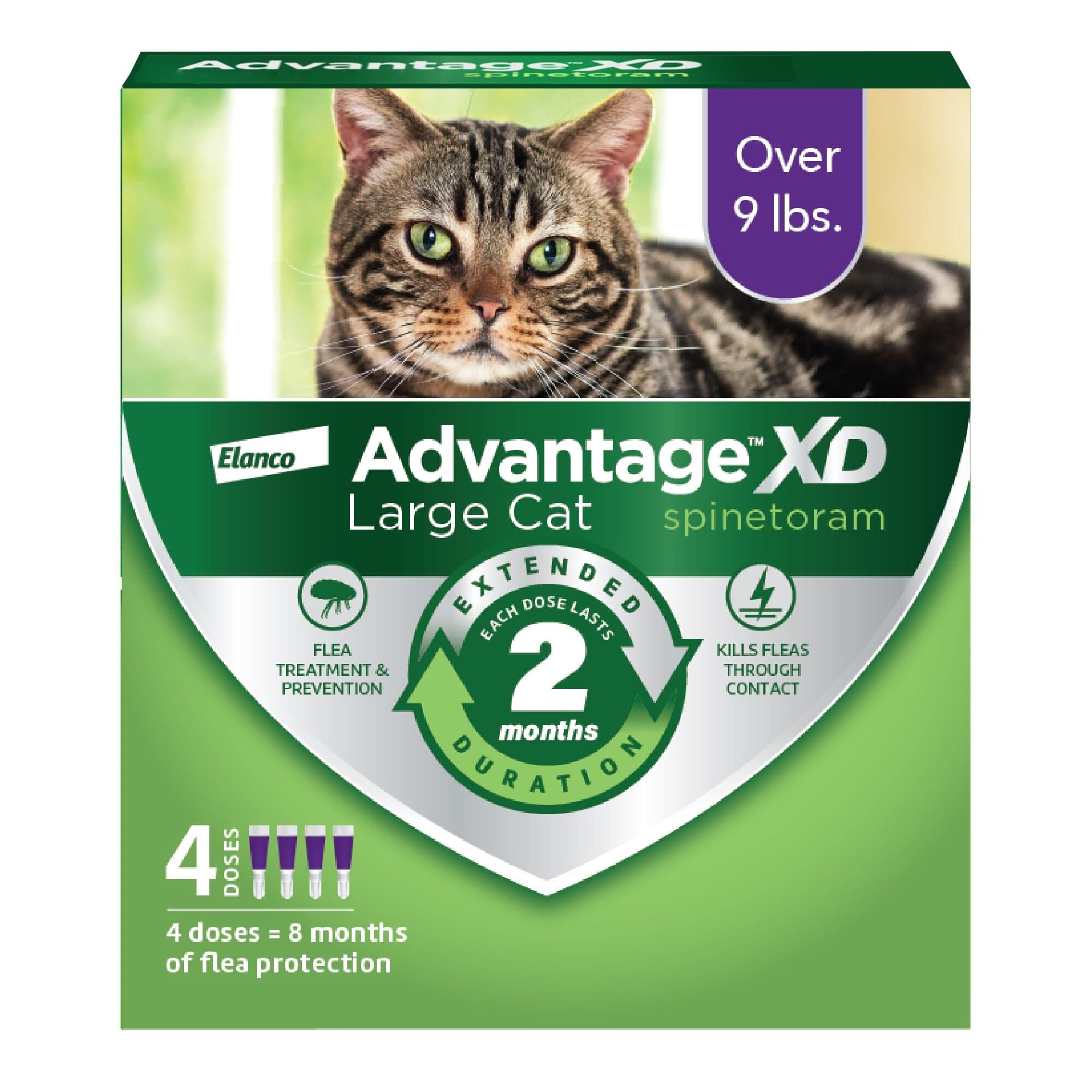 Elanco Advantage XD Extended Large Cat 8-Month 4-Dose Flea and Tick Spot-on Treatment - 9+ Lbs - 4 Pack