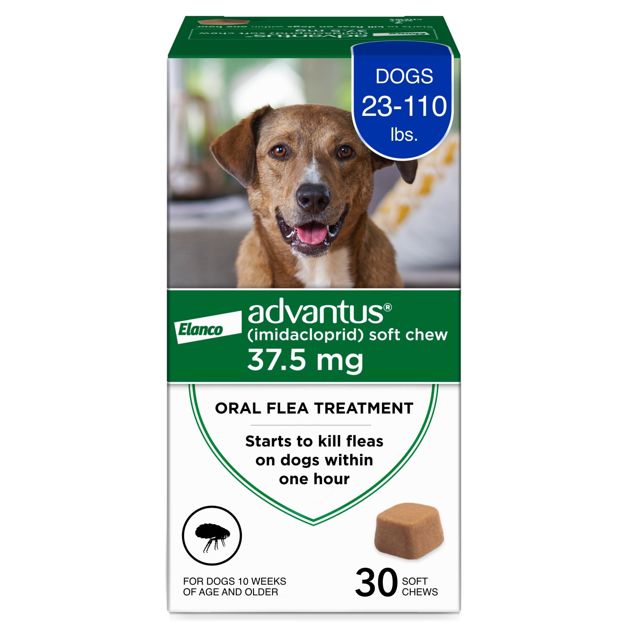 Elanco Advantus Oral Flea and Tick Soft Dog Chews - 23-110 Lbs - 37.5MG