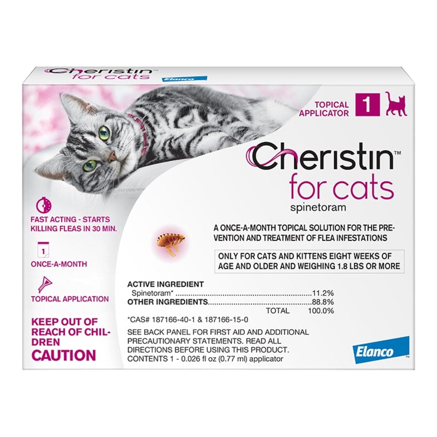 Elanco Cheristine Cat 6-Week Dose Topical Spot-on Cat Flea and Tick Treatment - 1.8+ Lbs
