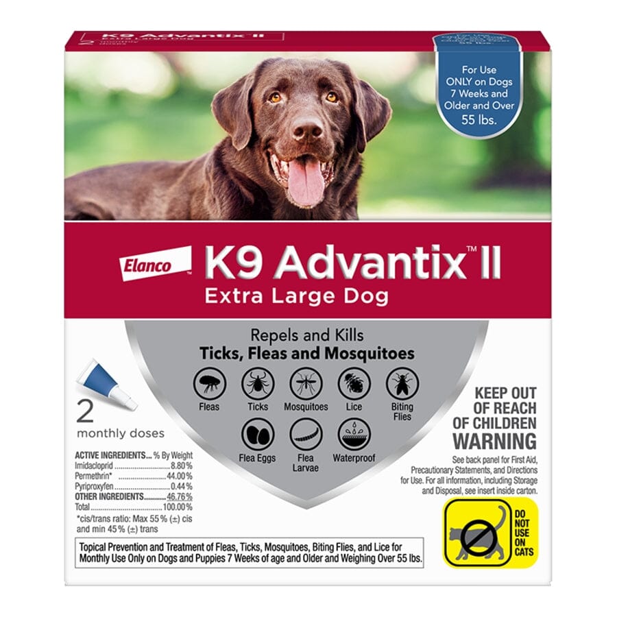 Elanco K9 Advantix II Extra Large Dog 2-Month Dose Flea and Tick Spot-on Treatment - 55+ Lbs - Blue - 2 Pack