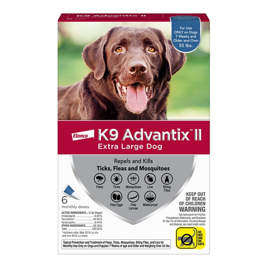 Elanco K9 Advantix II Extra Large Dog 6-Month Dose Flea and Tick Spot-on Treatment - 55+ Lbs - Blue - 6 Pack