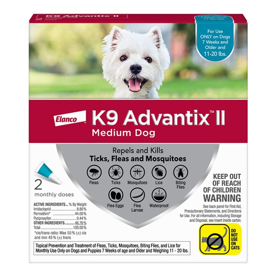 Elanco K9 Advantix II Medium Dog 2-Month Dose Flea and Tick Spot-on Treatment - 11-20 Lbs - Teal - 2 Pack