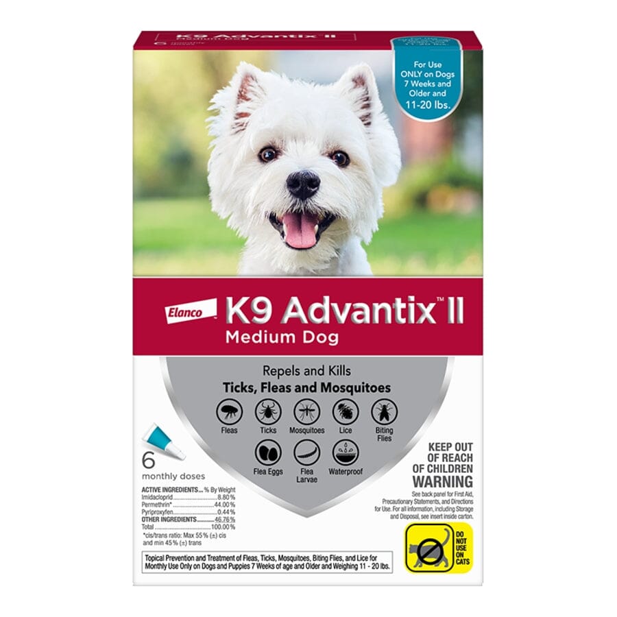 Elanco K9 Advantix II Medium Dog 6-Month Dose Flea and Tick Spot-on Treatment - 11-20 Lbs - Teal - 6 Pack