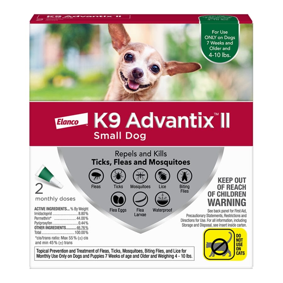 Elanco K9 Advantix II Small Dog 2-Month Dose Flea and Tick Spot-on Treatment - 4-10 Lbs - Green - 2 Pack