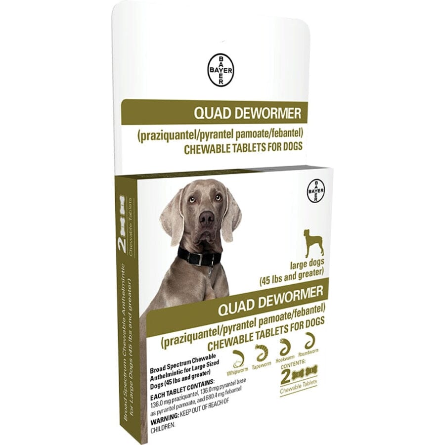 Elanco Quad De-Wormer Chewable Tablets for Large Dogs - 45+ Lbs - 2 Count 
