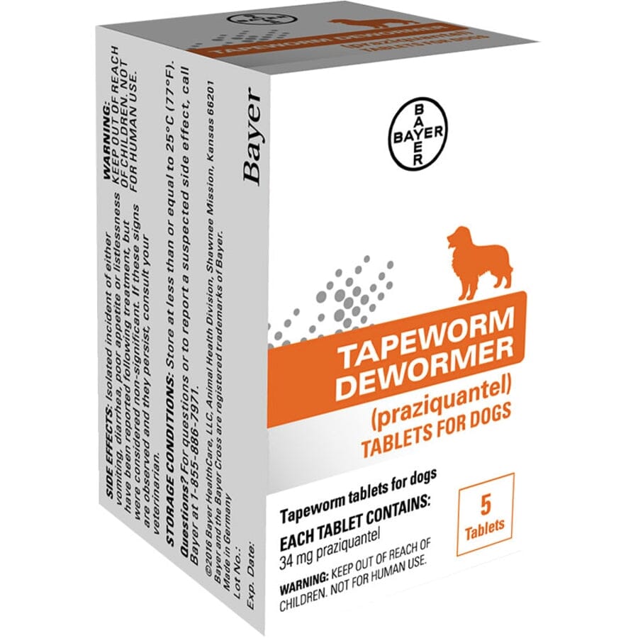 Elanco Tapeworm De-Wormer (Praziquantel) Tablets for Dogs - 5 Count