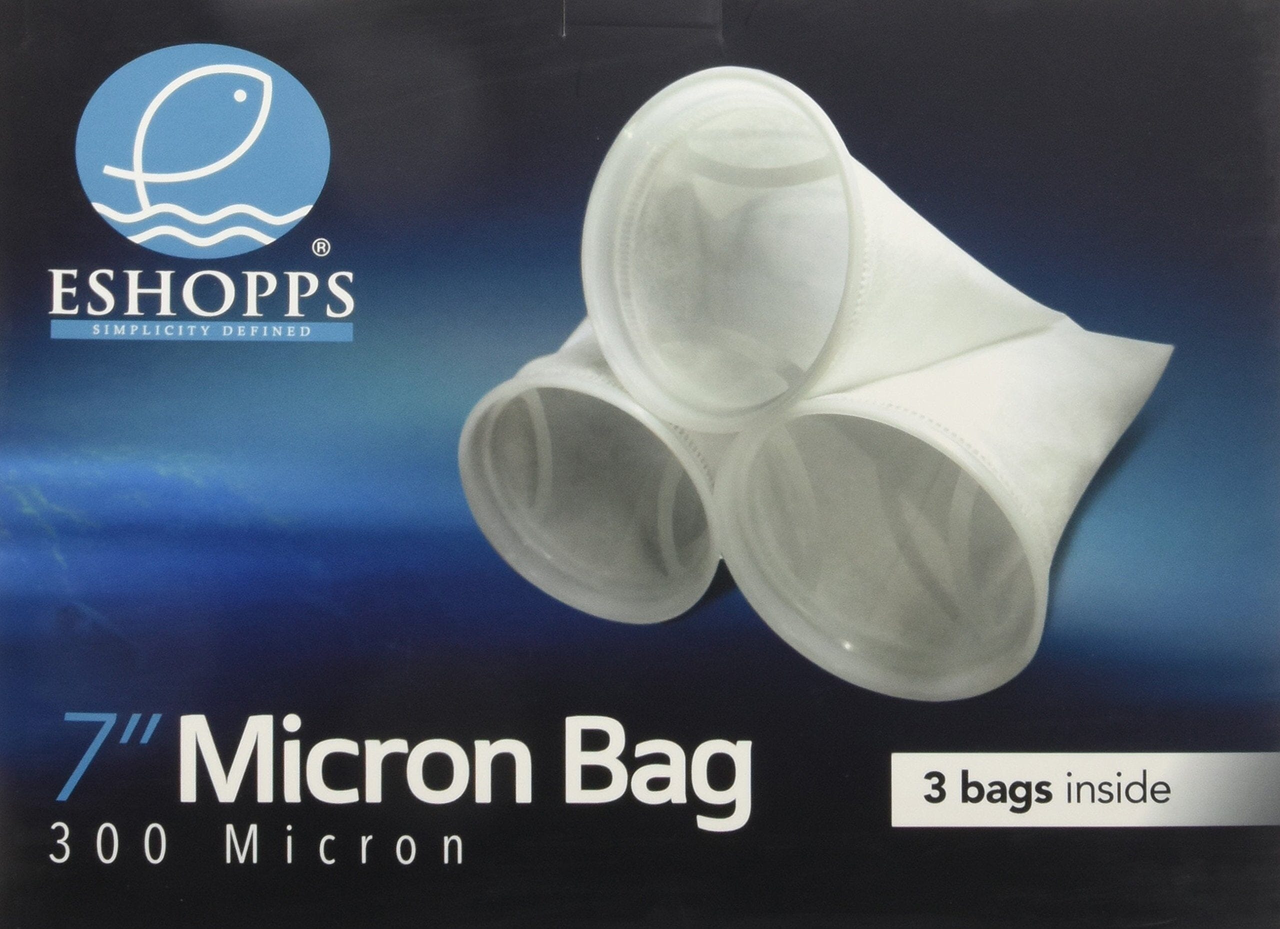 EShopps 300 Micron Filter Sock - White - 7" Inch - 3 Pack  