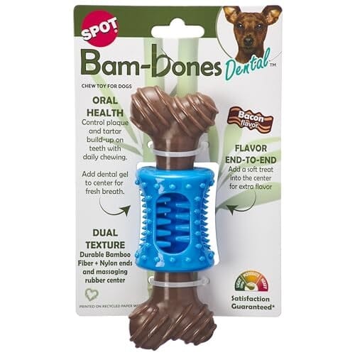 Ethical SPOT Bam-Bones Bacon Flavored Bamboo and Rubber Dental Chew Dog Toy - 6.5 Inch Default Title
