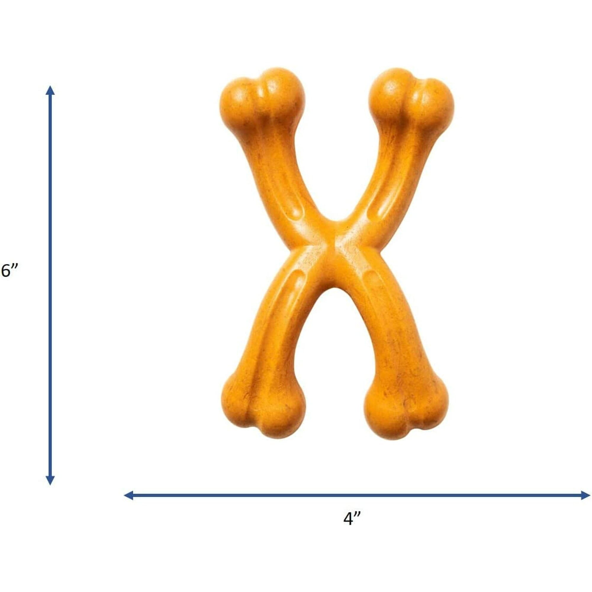 Ethical SPOT Bam-Bones Double Wishbone Peanut Butter Flavored Bamboo and Nylon Chew Dog Toy - 7 Inch