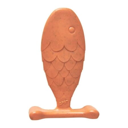 Ethical SPOT Bam-Bones Fish Salmon Flavored Bamboo and Nylon Chew Dog Toy Large - 7 Inch