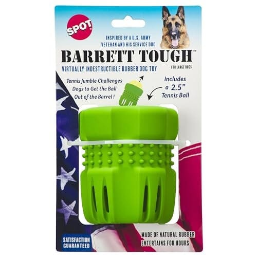 Ethical SPOT Barret Tough Tennis Jumble Barrel and Ball Combo Puzzle Dog Toy Green - Large
