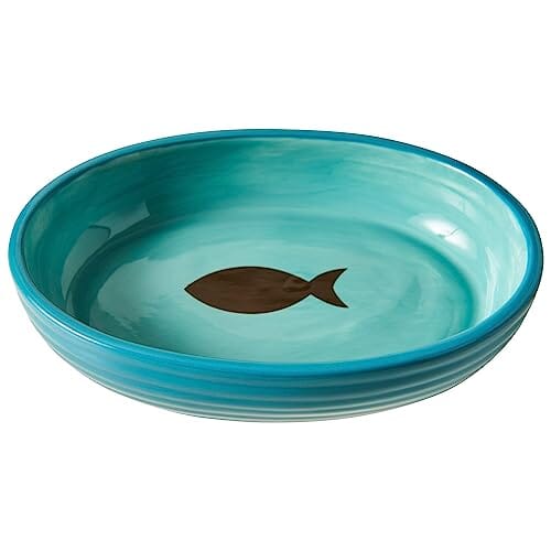 Ethical SPOT Elegance Whisker-Friendly Ceramic Cat Bird and Reptile Dish - Aqua - 6 Inch Default Title