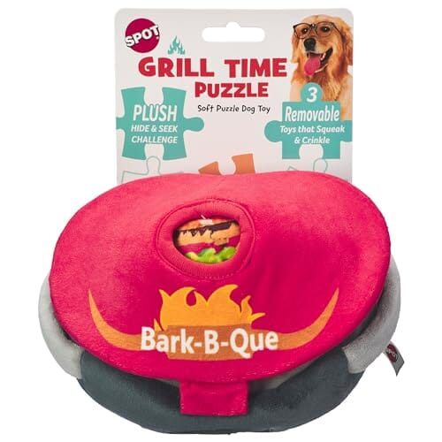 Ethical SPOT Grill Time Hide N' Seek Interactive 4-Piece Puzzle Crinkle and Squeak Dog Toy - 8 Inch Default Title