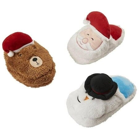 Ethical SPOT Holiday Slippers Squeak Crinkle Plush Dog Toy - Assorted - 8 Inch - 3 Pack Default Title