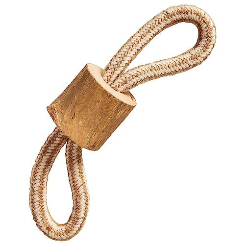 Ethical SPOT Love The Earth Natural Coffee Wood and Dual-Rope Tug Dog Toy - 8 Inch Default Title