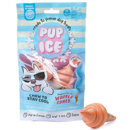 Ethical SPOT Pup Ice Ready-to-Freeze Strawberry Waffle Cone with Chicken Dog Treats - 2 Pack Default Title