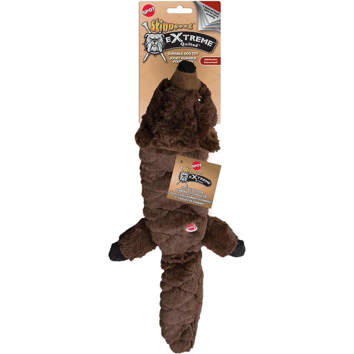 Ethical SPOT Skinneeez Extreme Stuffing-Free Quilted Beaver Double Squeaking Soft Dog Toy - 23 Inch Default Title