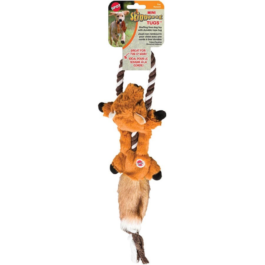 Ethical SPOT Skinneeez Stuffing-Free Tugs Fox Rope Tug and Squeak Soft Dog Toy - Small - 14 Inch Default Title