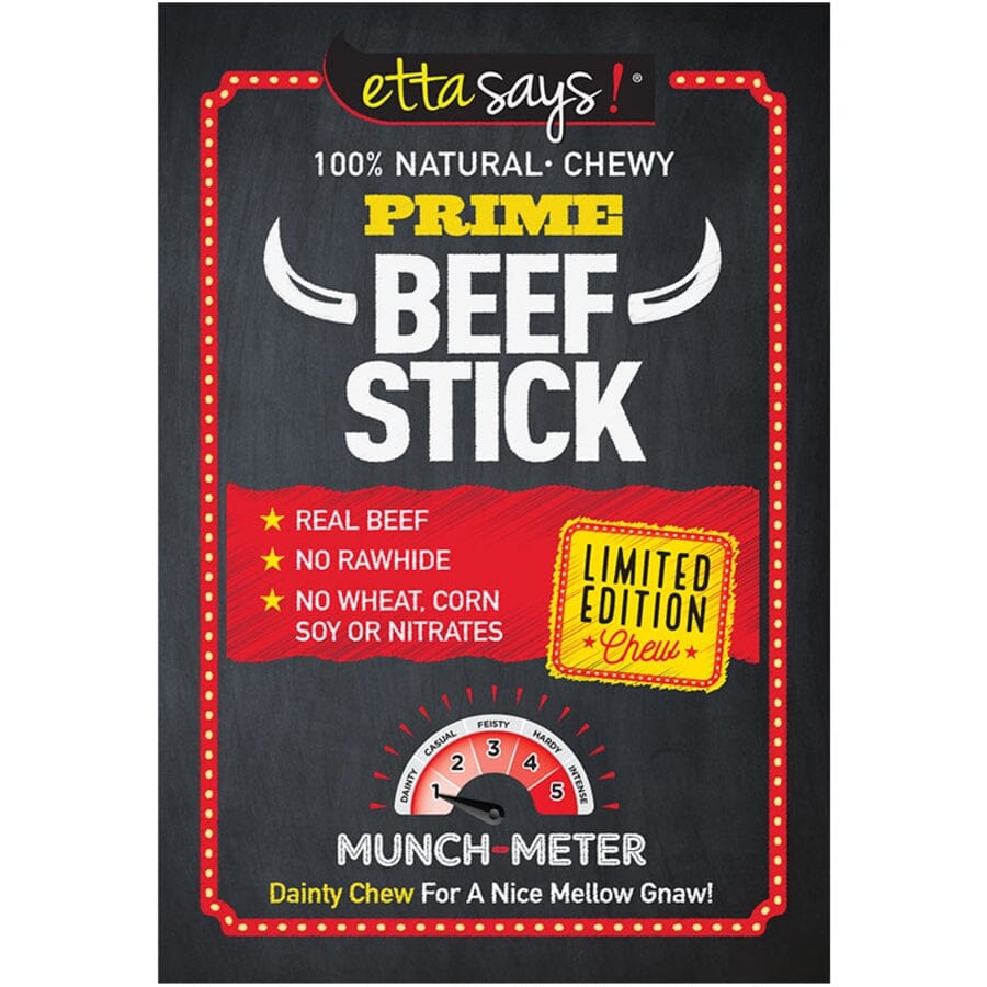 Etta Says Grain-Free Premium Crunchy Beef Sticks Natural Dog Chews - 3 Ft - 18 Count