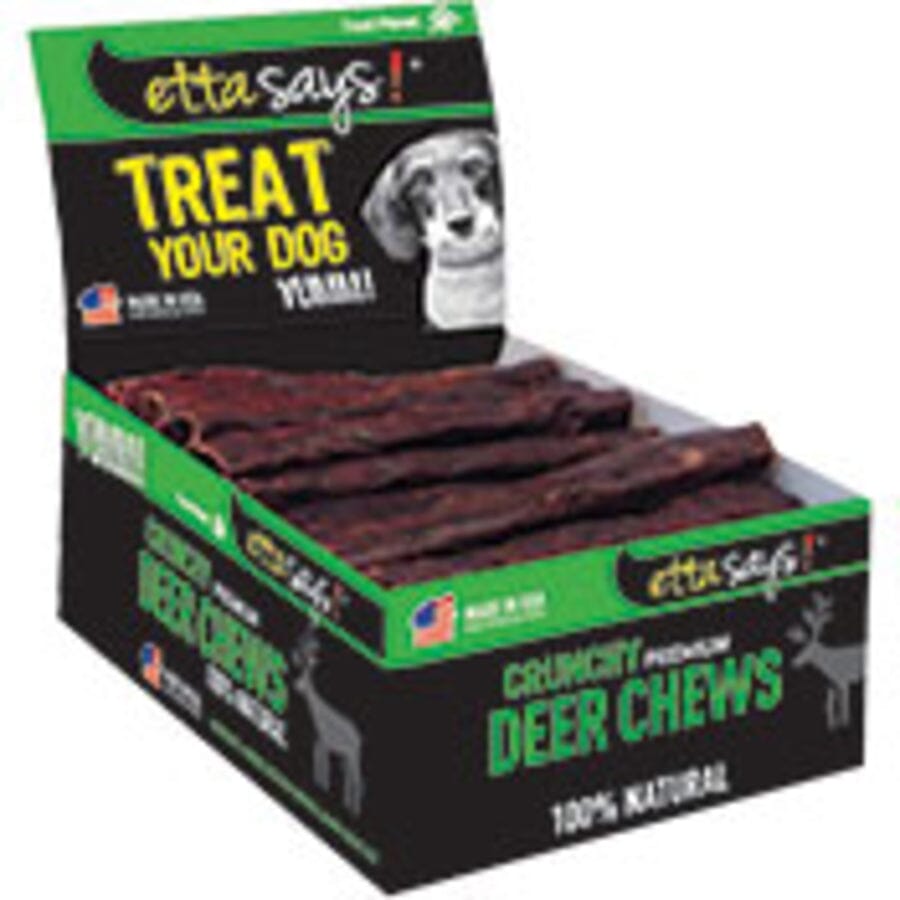 Etta Says High-Protein Deer Chews Premium Crunch and Chewy Natural Dog Chews - 4.5 Inches - 36 Count