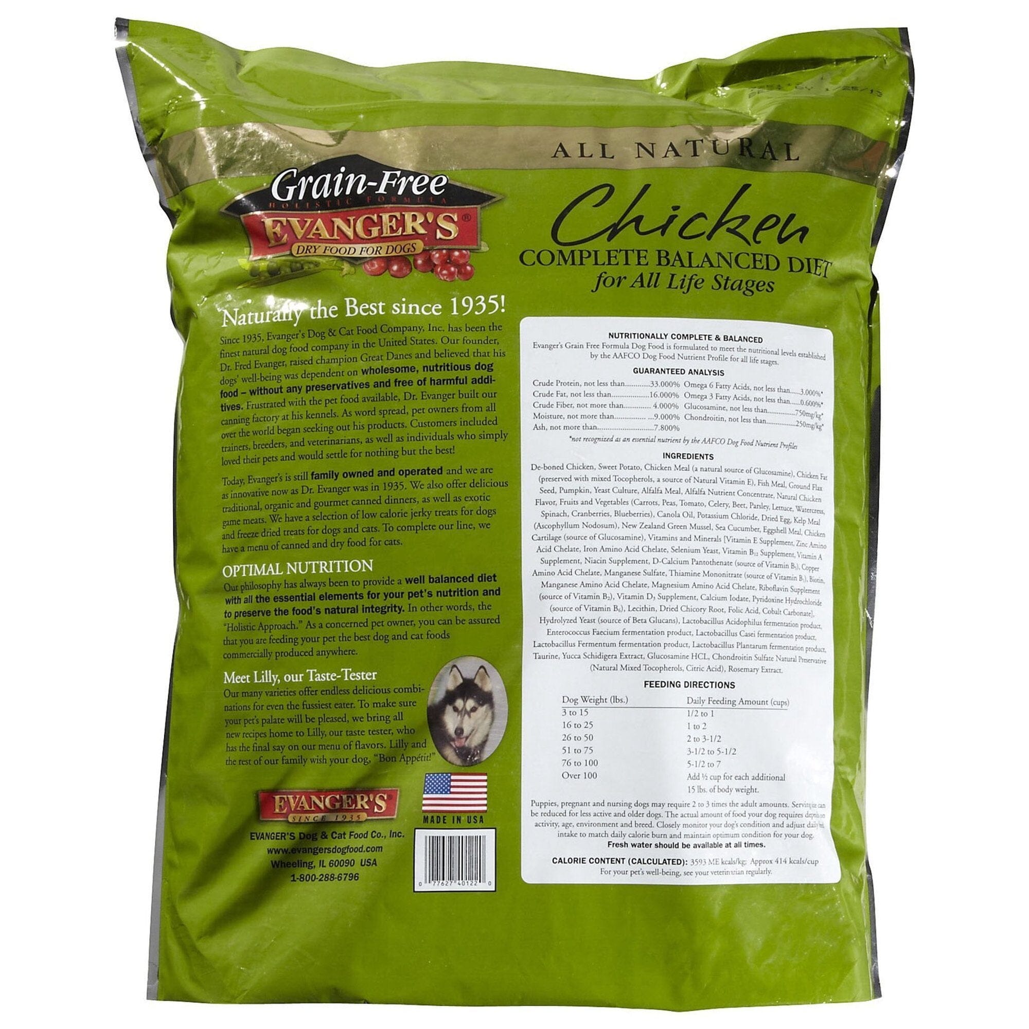Evanger's Chicken Sweet Potato & Pumpkin Grain Free Dry Dog Food - 16.5 lb Bag