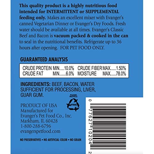 Evanger's Heritage Classics Grain-Free Gluten-Free Beef and Bacon Jumbo Canned Dog Food - 20.2 Oz - Case of 12