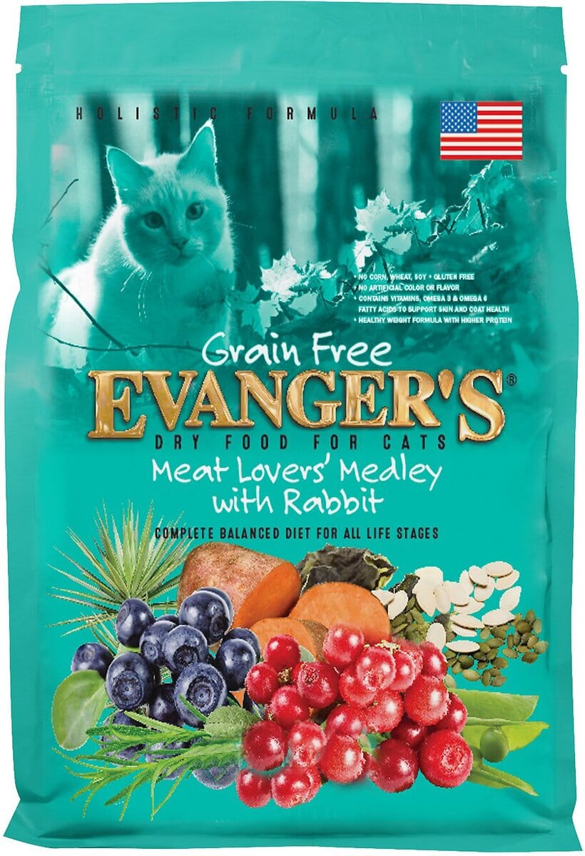 Evanger's Meat Lovers Medley with Rabbit Grain Free Dry Cat Food - 12 lb Bag