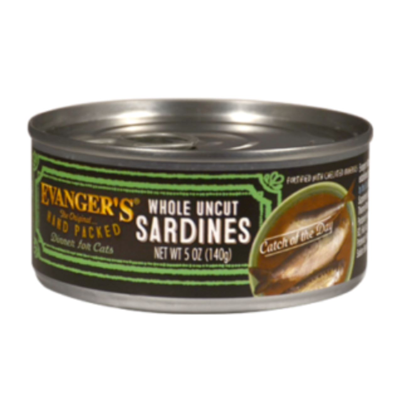 Evanger's Whole Uncut Sardine Dinner for Cats Super Premium Canned Cat Food - 5.5oz Cans - Case of 24