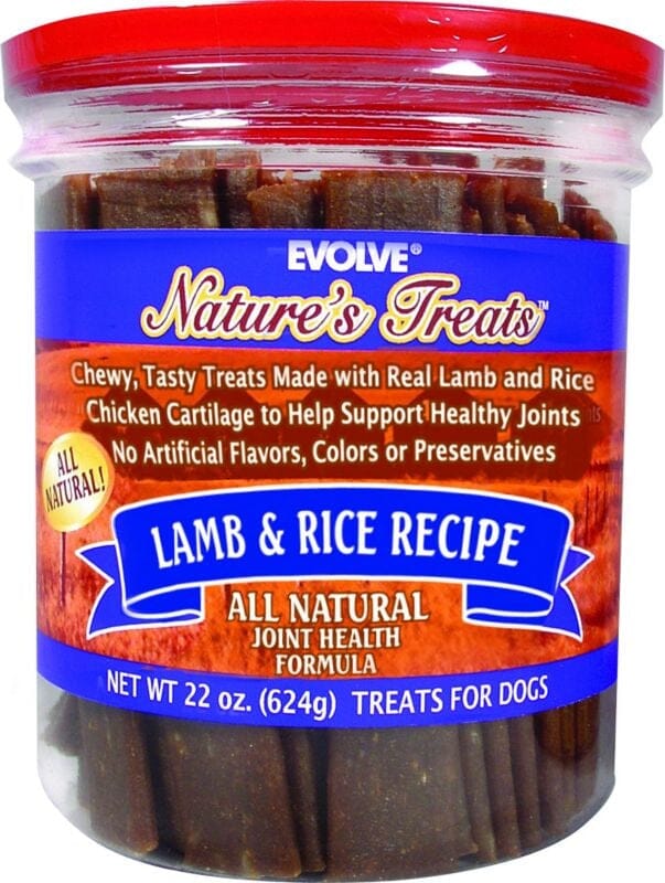 Evolve Nature's Jerky Treats for Dogs Soft and Chewy Dog Treats - Lamb and Rice - 22 Oz