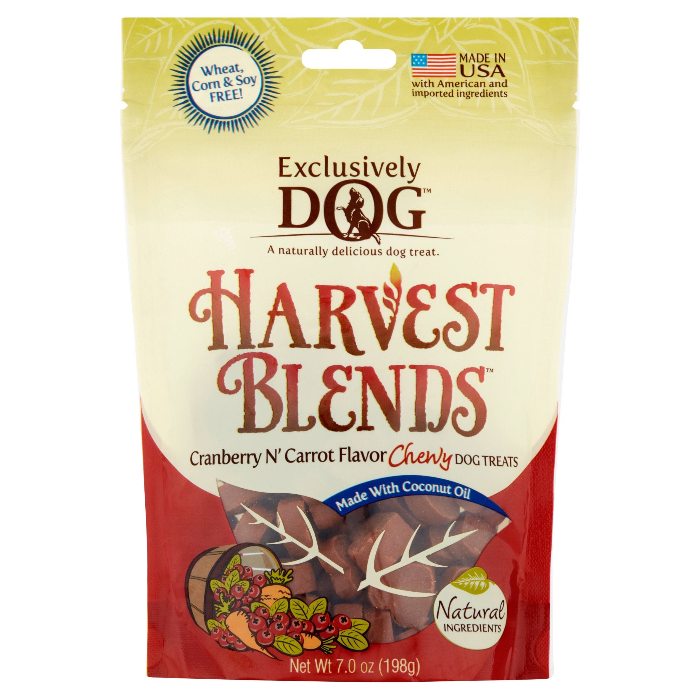 Exclusively Dog Harvest Blends Soft and Chewy Dog Treats - Cranberry and Carro - 7 Oz