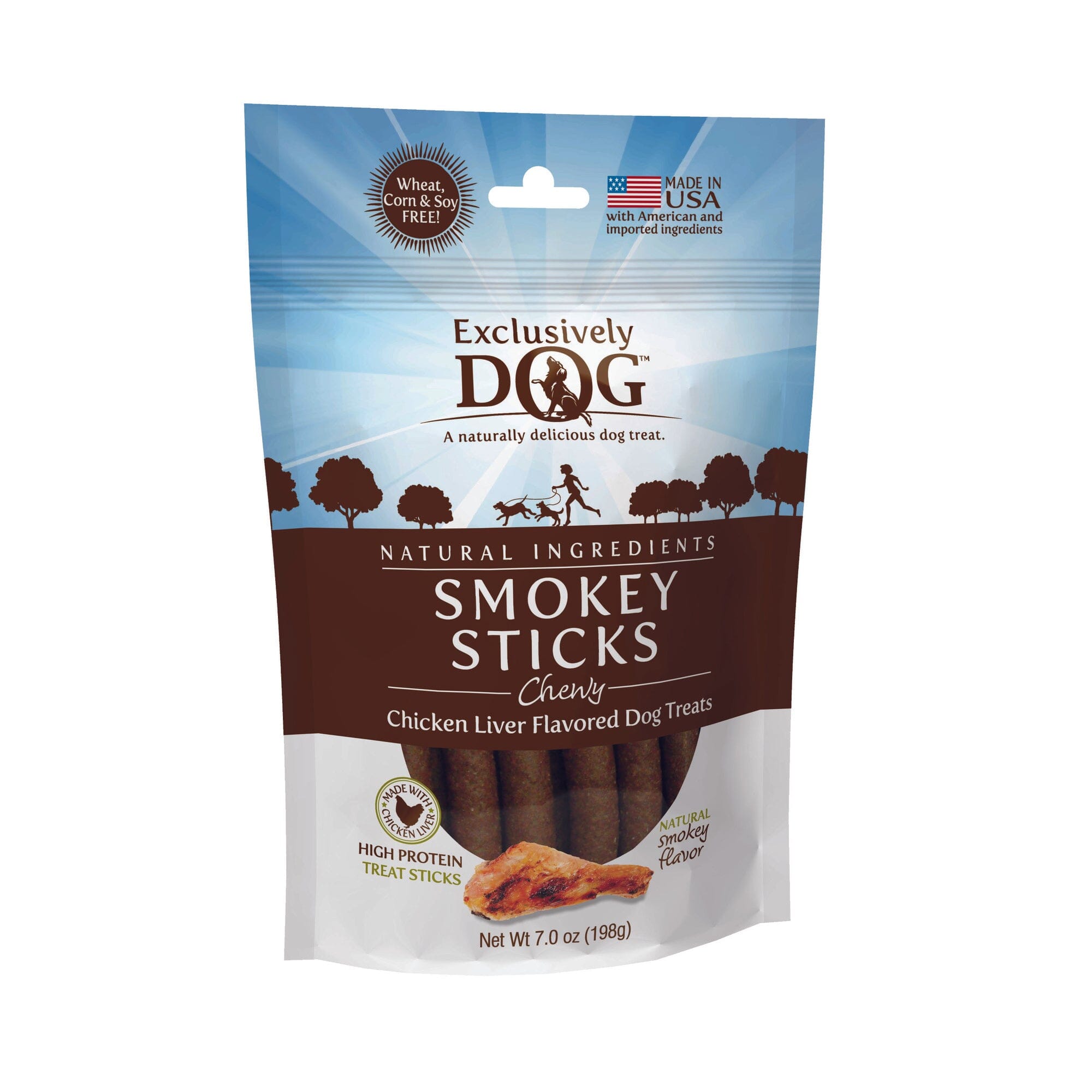 Exclusively Dog Meat Treats Chewy Smokey Sticks Soft and Chewy Dog Treats - Chicken Liver - 7 Oz