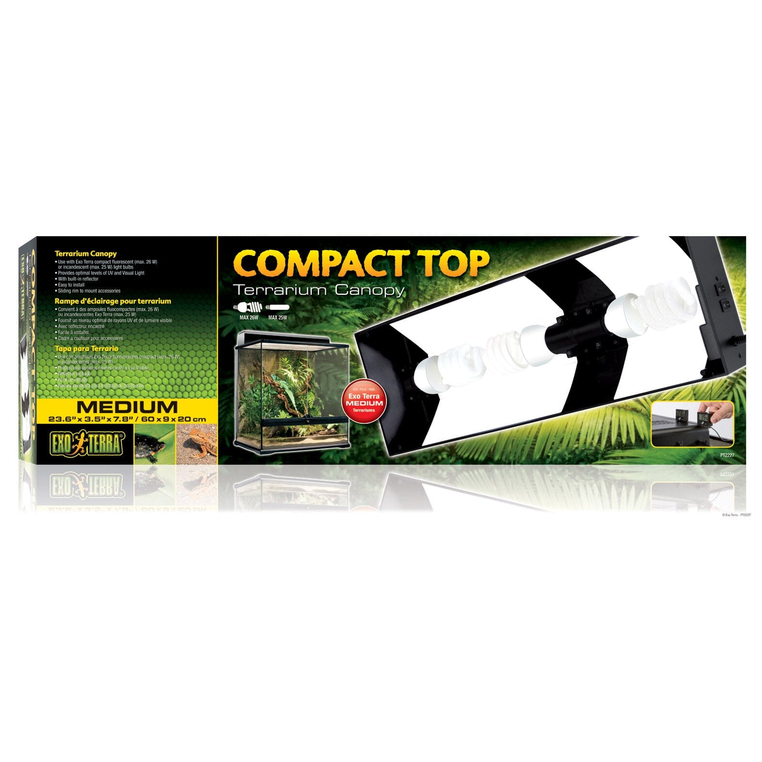 Exo Terra Compact Top Terrarium Plastic Canopy Incandescent Light Fixture Medium - 24 Inch