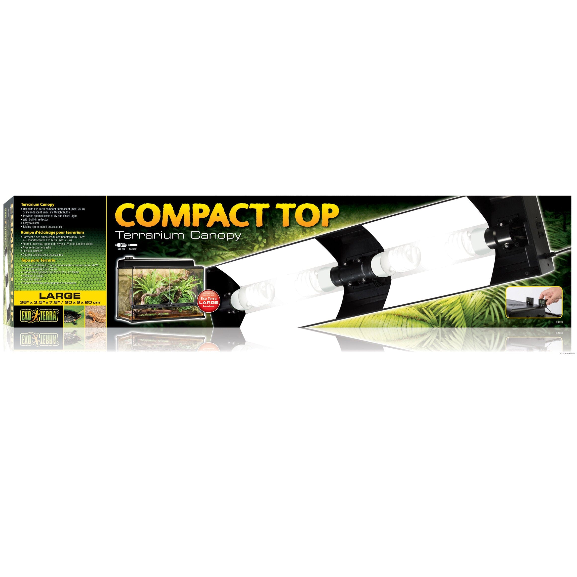 Exo Terra Compact Top Terrarium Plastic Canopy Incandescent Light Fixture Large - 36 Inch