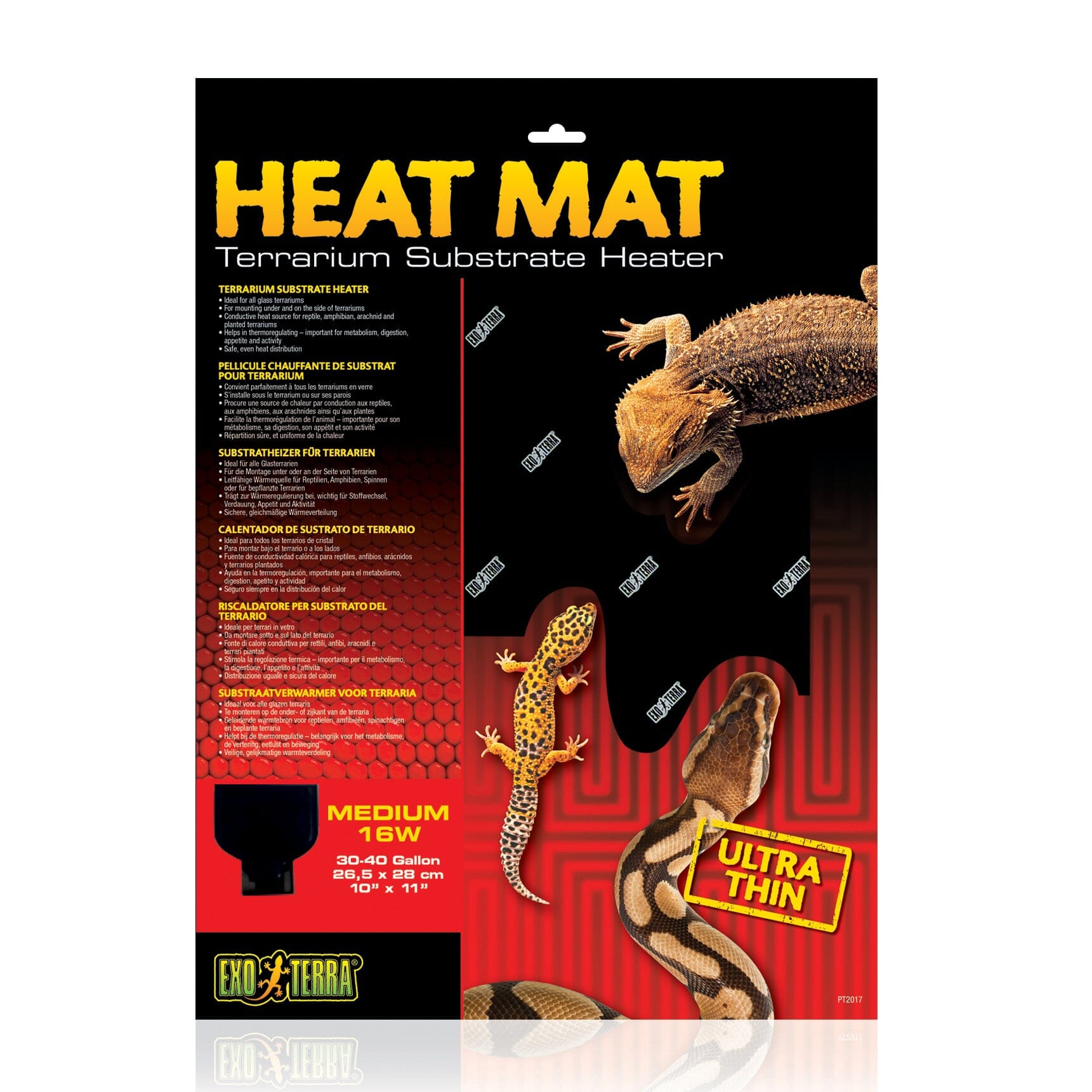 Exo Terra Terrarium Reptile Substrate Heating Mat Medium - 16 Watt - L:10 X W:11 In
