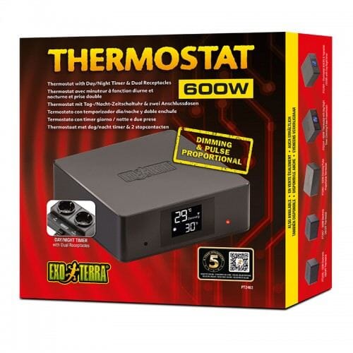 Exo Terra Thermostat Dimming and Pulse Proportional Thermostat Reptile Terrarium Controller 600 Watt