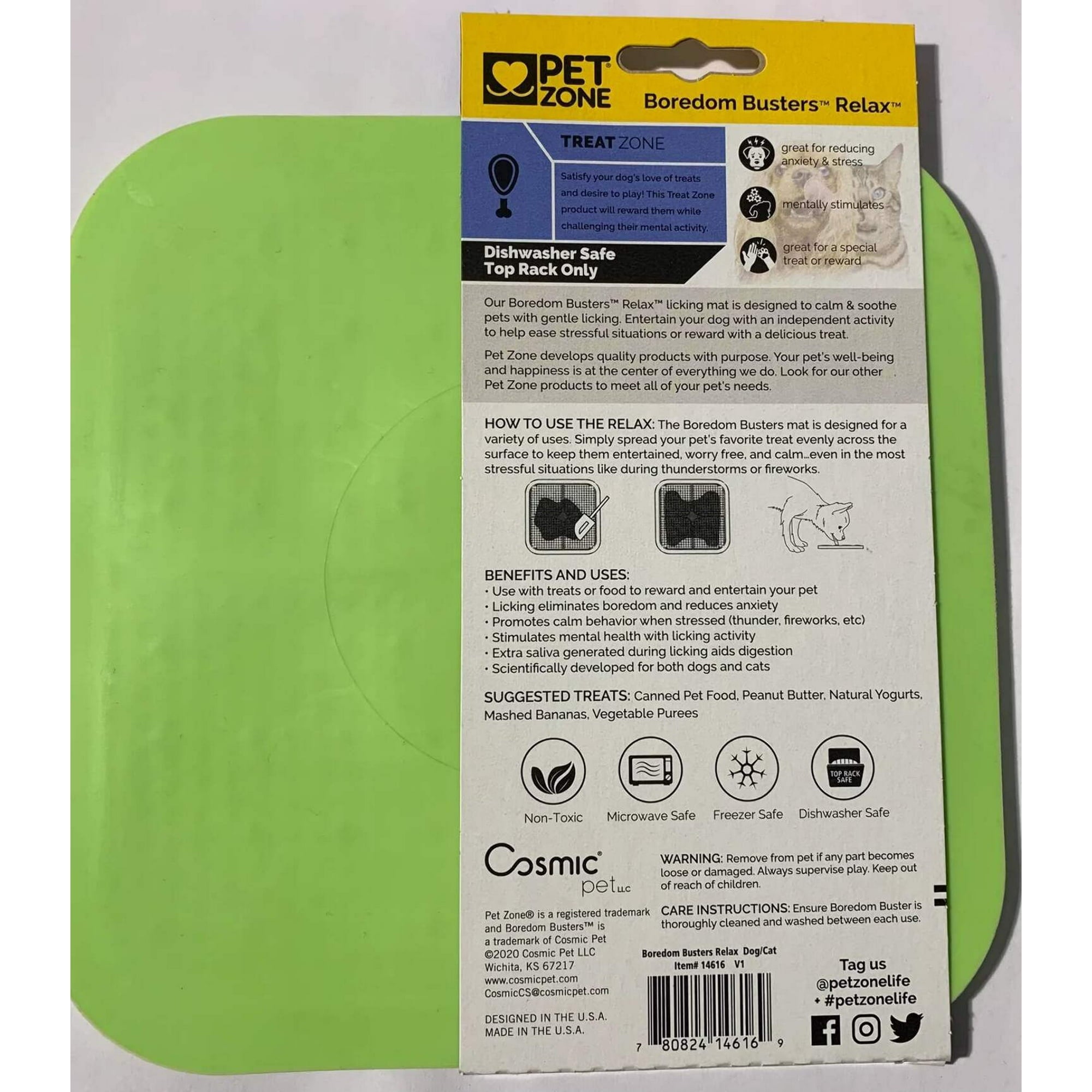 Pet Zone Boredom Busters Relax Slow-Feeding Licking Mat - Green - Medium Default Title