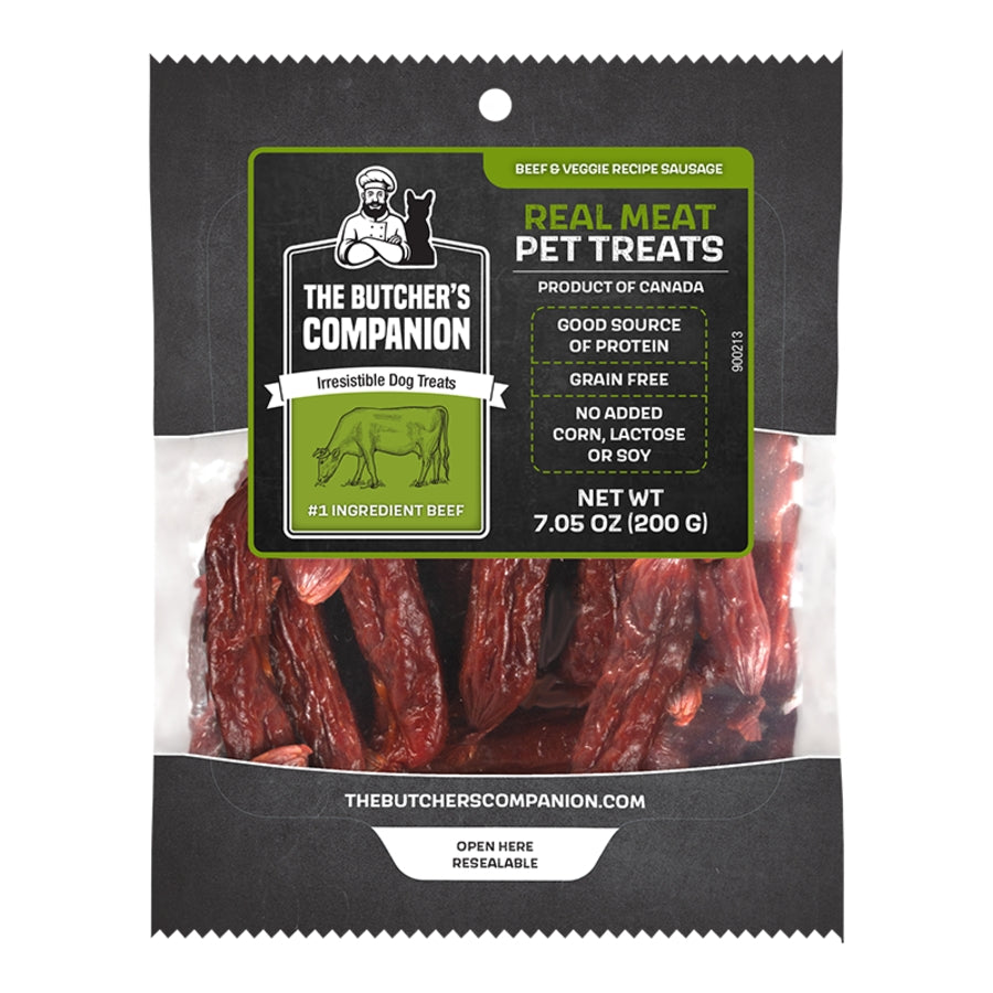 The Butcher's Companion Sausage Sticks Beef and Vegetable Natural Jerky Dog Treats - 7.1 Oz