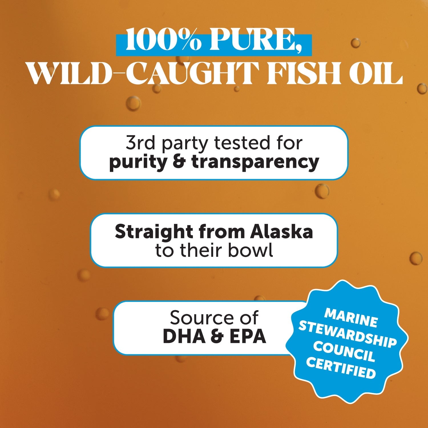 Pet Honesty Wild-Caught Omega-3 Fish Oil Skin Brain and Joint Support Liquid Dog and Cat Supplement - 16 Oz