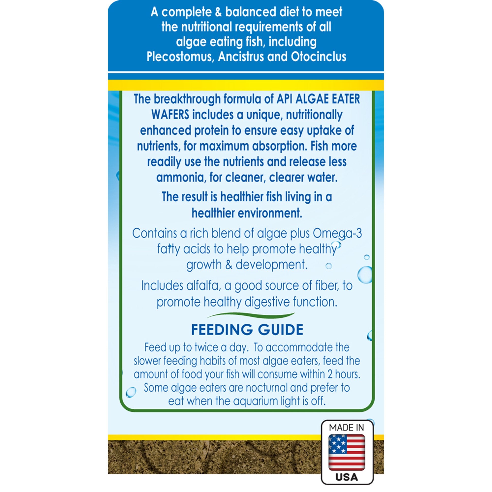 API Algae Eater Wafers Algea Saltwater and Freshwater Fish Food - 6.4 Oz