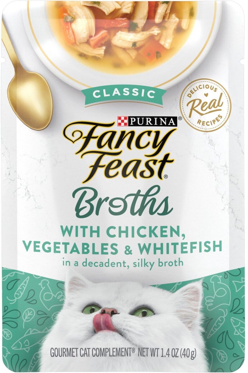 Fancy Feast Broths Classic Chicken, Vegetables & Whitefish Supplemental Cat Food Pouches  