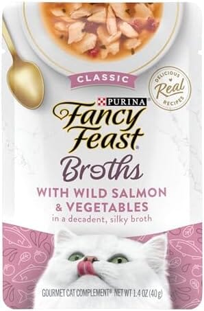 Fancy Feast Classic Broths with Wild Salmon & Vegetables Supplemental Cat Food Pouches  