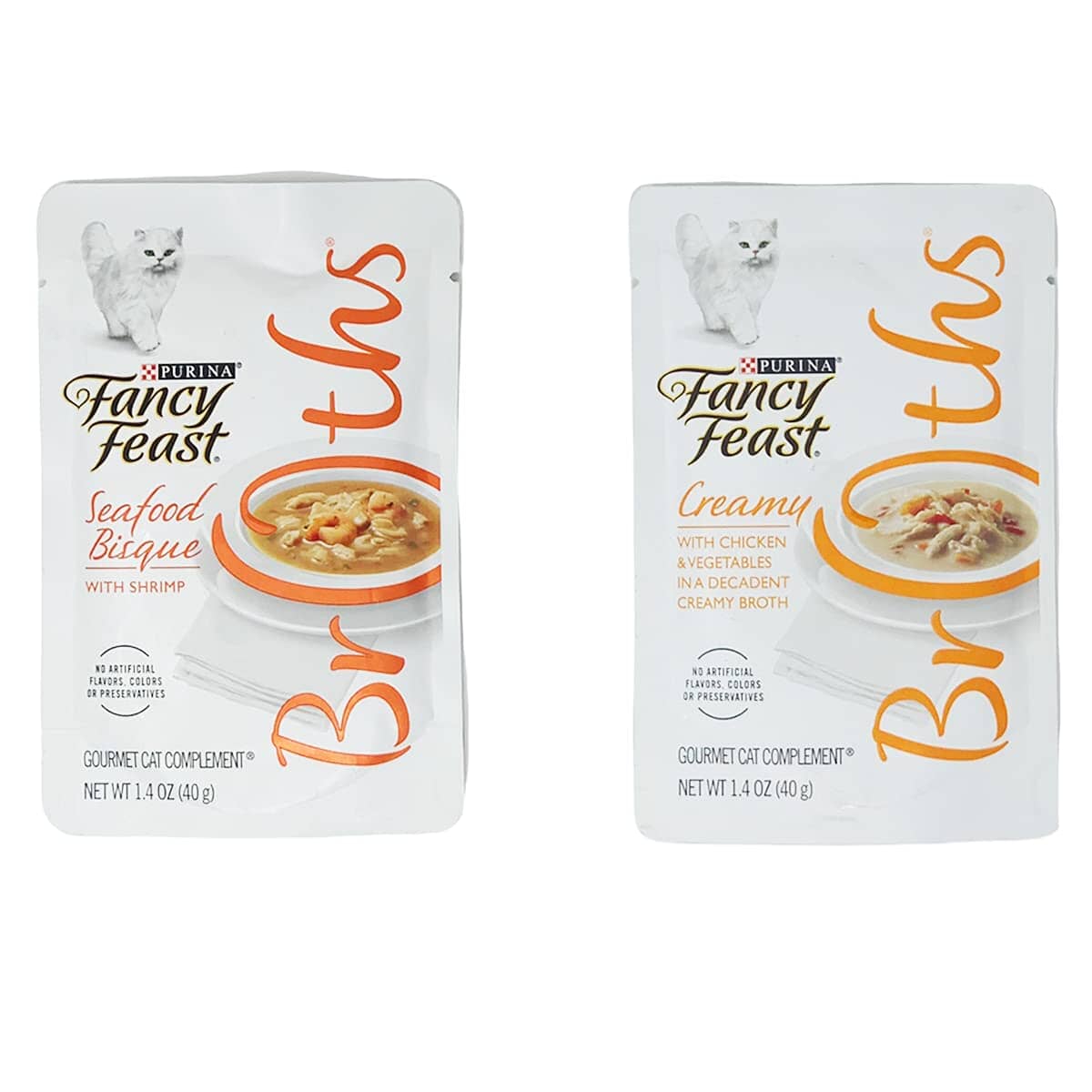 Fancy Feast Creamy Broths With Wild Salmon & Whitefish Supplemental Cat Food Pouches  