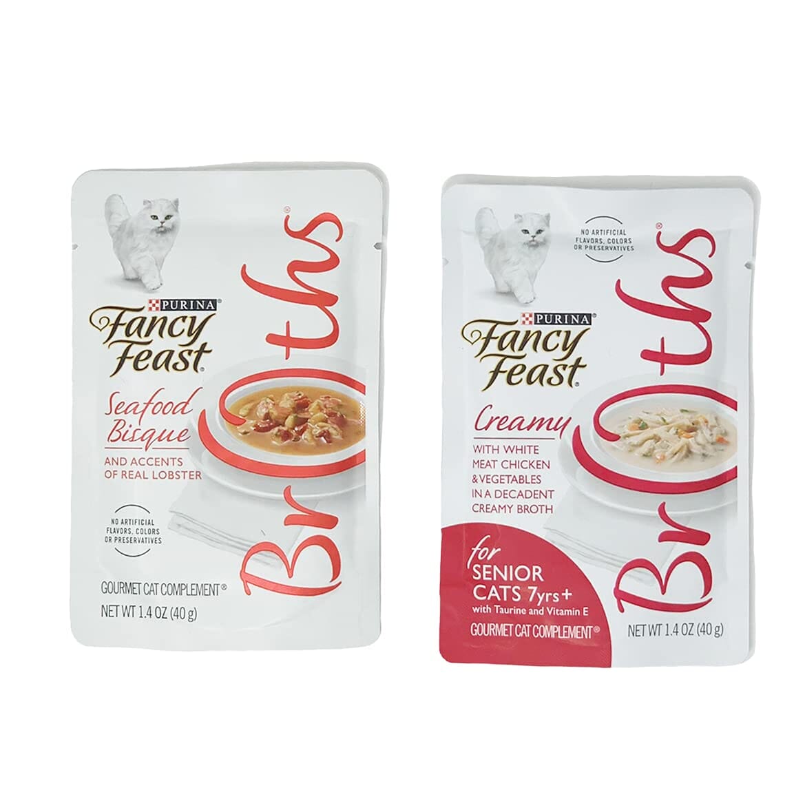 Fancy Feast Creamy Broths With Wild Salmon & Whitefish Supplemental Cat Food Pouches  