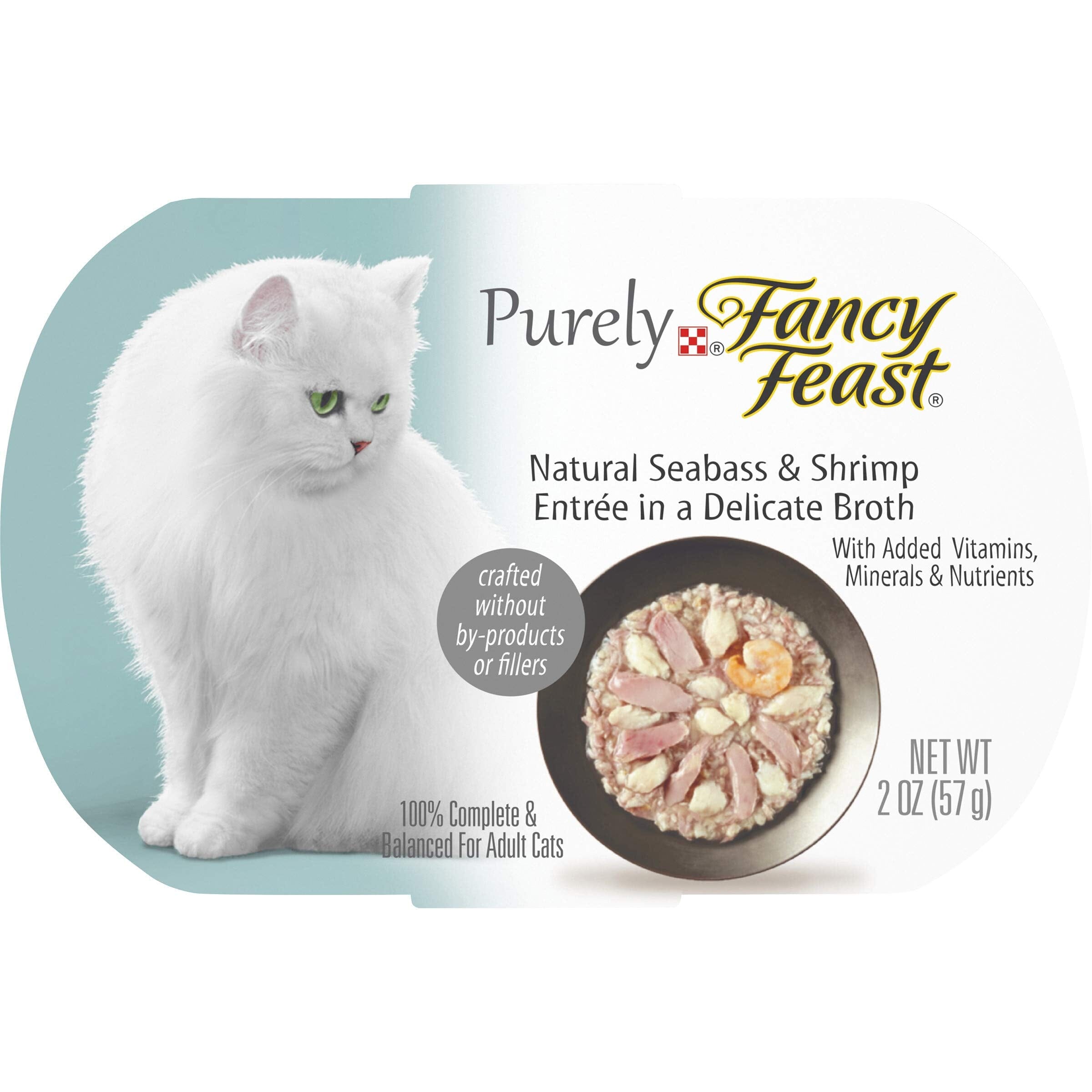 Fancy Feast Purely Natural Seabass and Shrimp Entree Cat Food Tray  