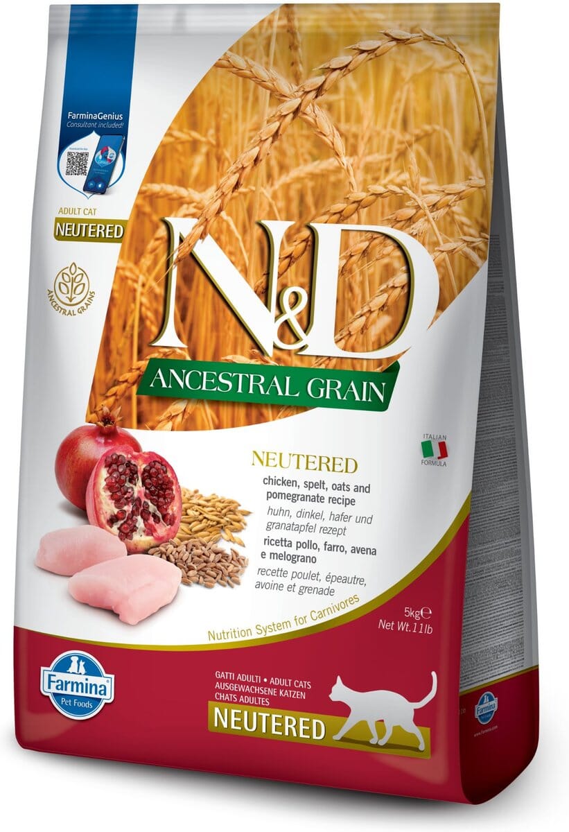 Farmina Ancestral Grain Chicken & Pomegranante Adult Neutered Dry Cat Food - 11 lb Bag