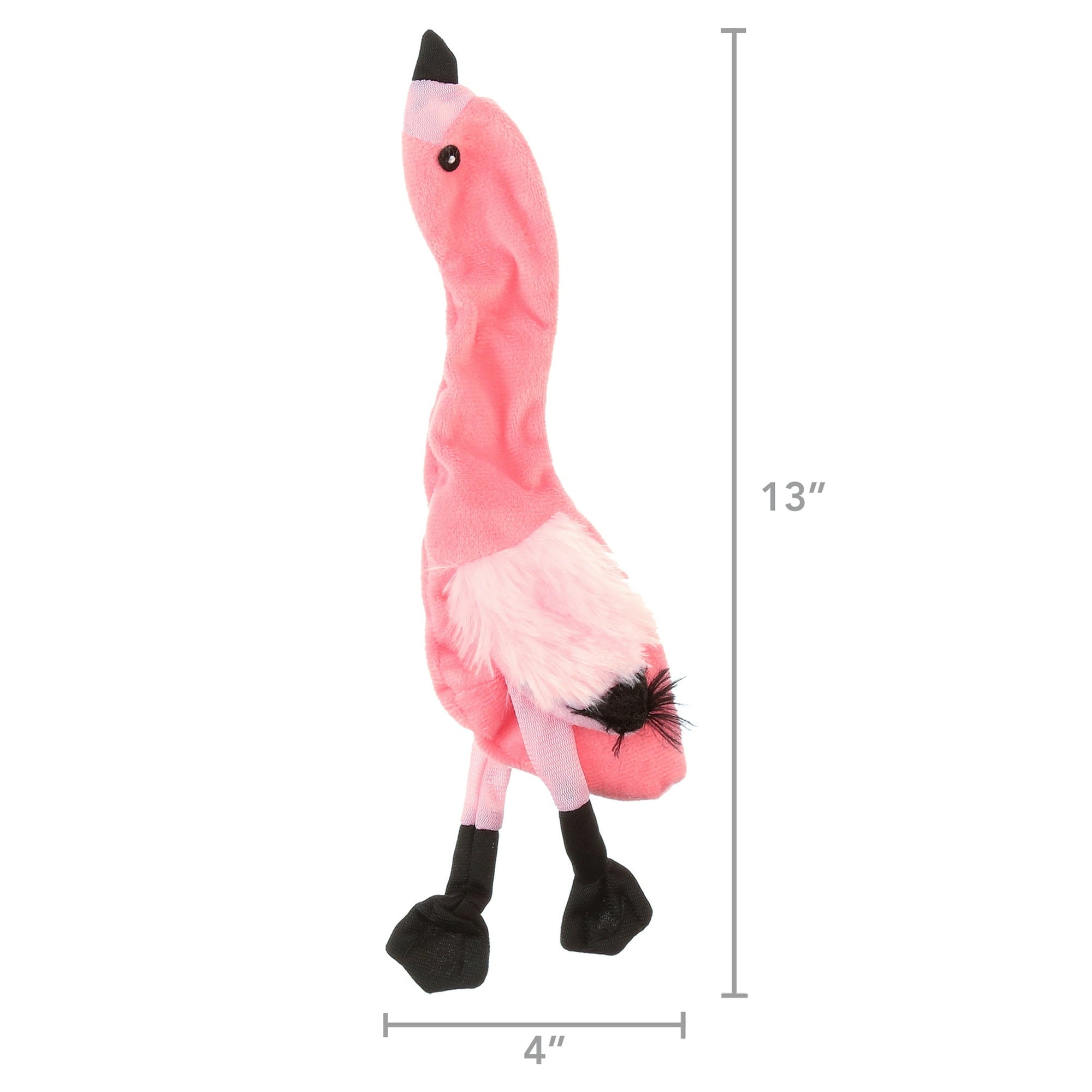 Ethical SPOT Skinneeez Stuffing-Free Flamingo Squeak and Soft Dog Toy - Small - 13 Inch