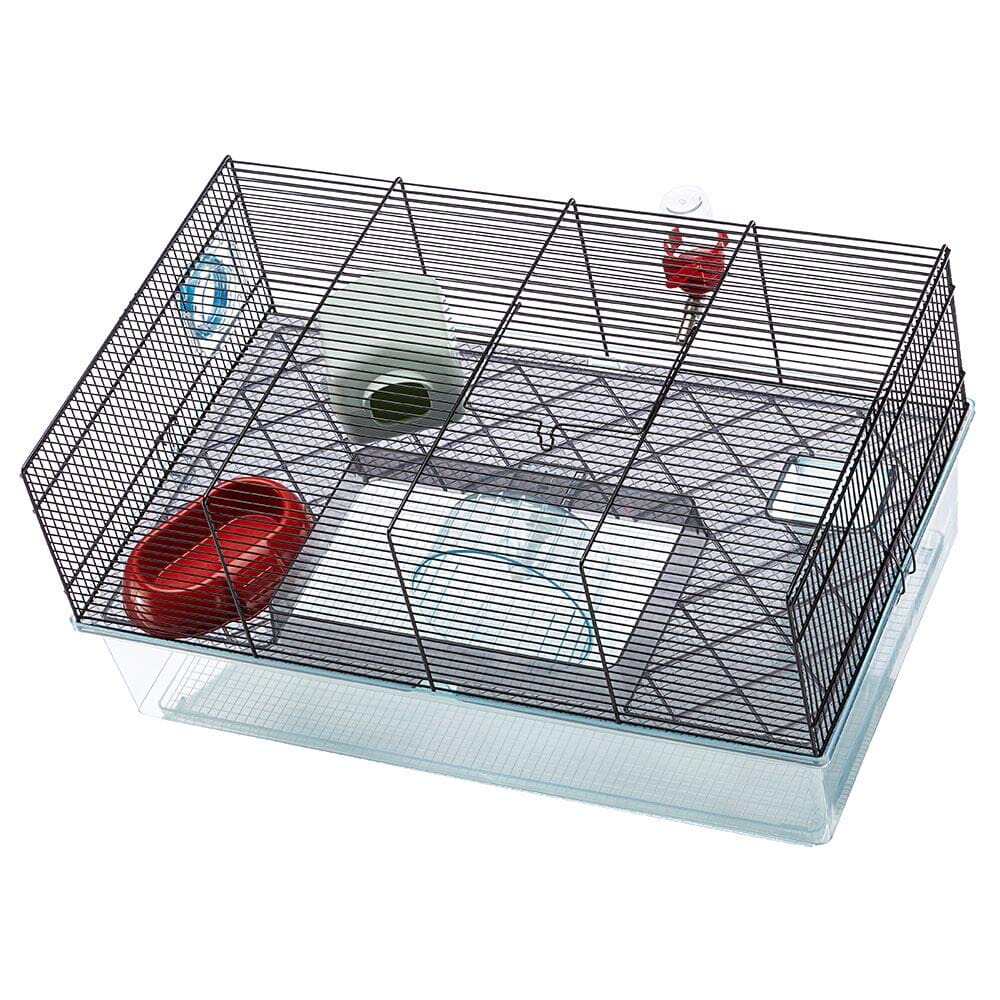 Ferplast Favola Multi-Level Hamster Cage with Bottle and Dish - Black - 23.6