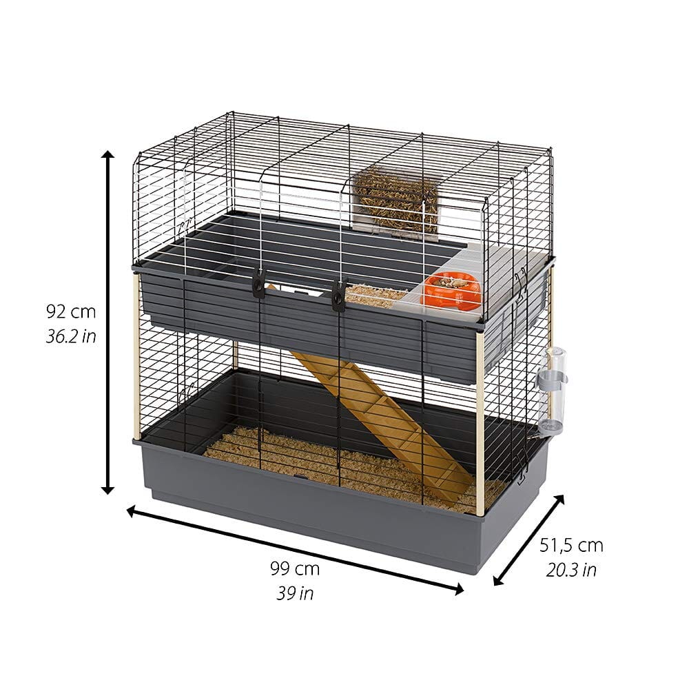 Ferplast Krolik 140 Plus Small Animal Rabbit Cage - L:56" X W:23.6" X H:19.7" Inches  